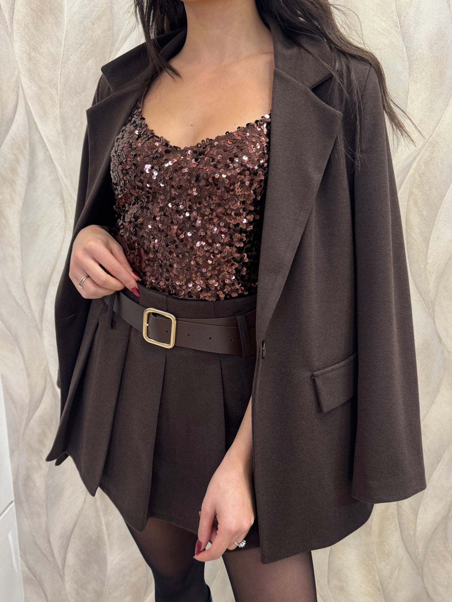 Gonna pieghe felpata