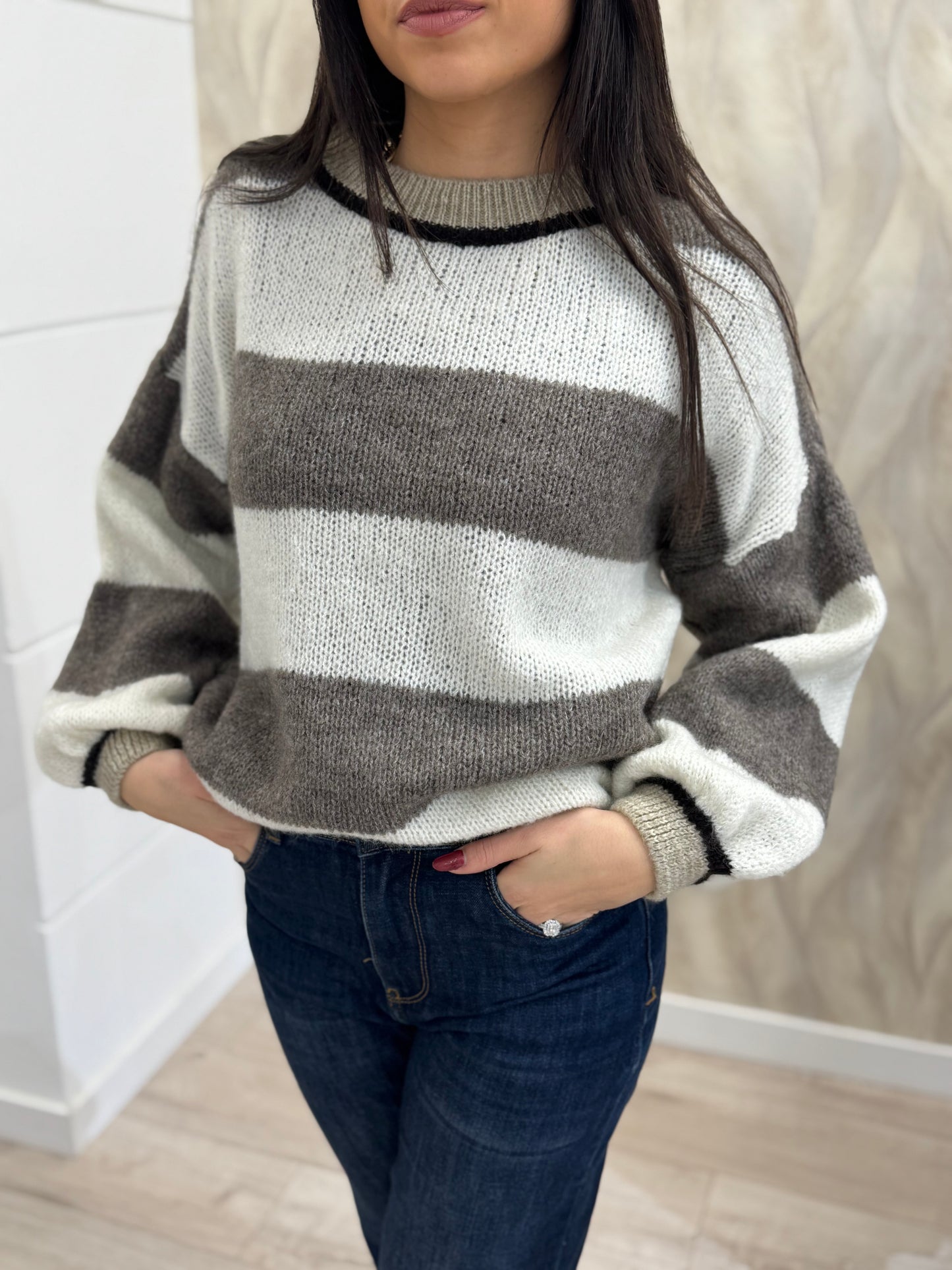 Maglia girocollo riga