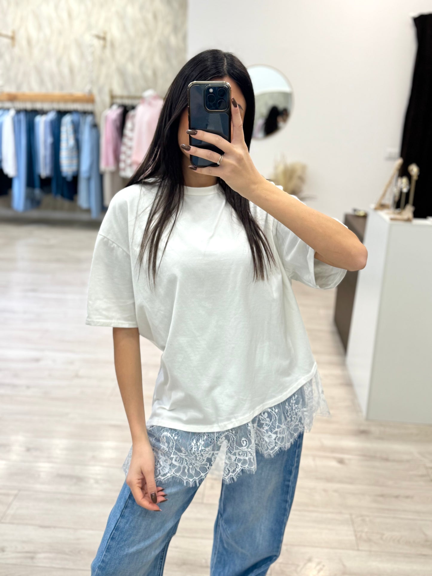 T-shirt pizzo fondo