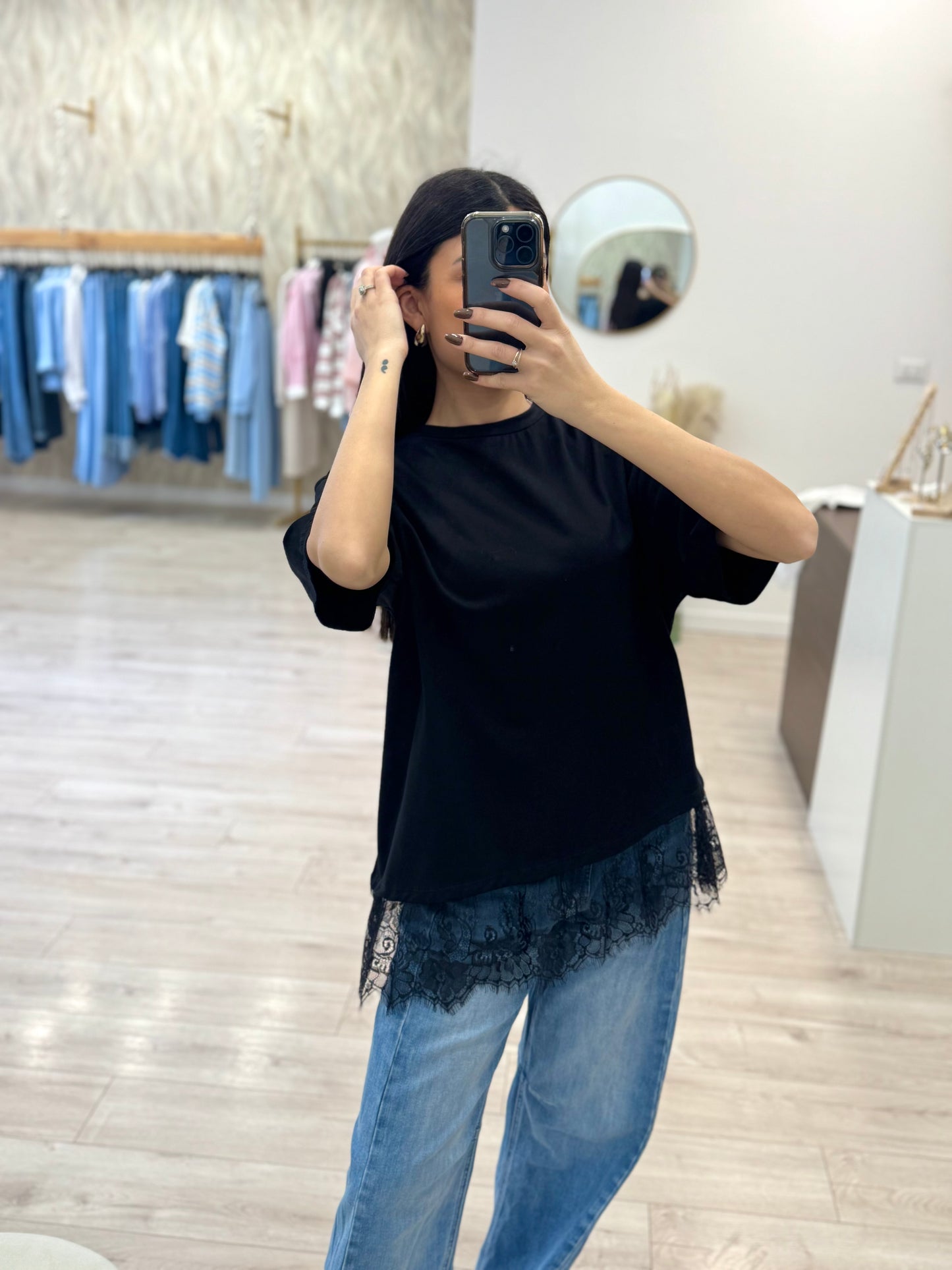 T-shirt pizzo fondo