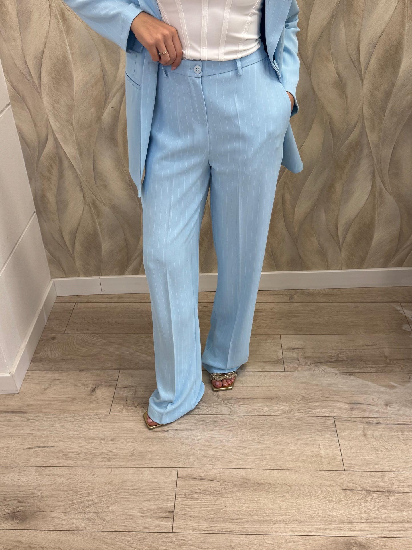 Pantalone gessato fluido