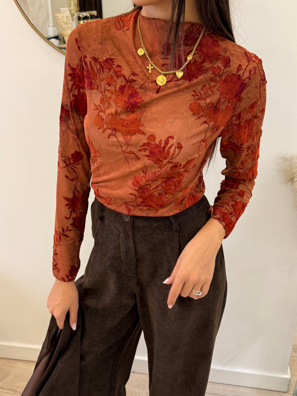 Maglia tulle fiori