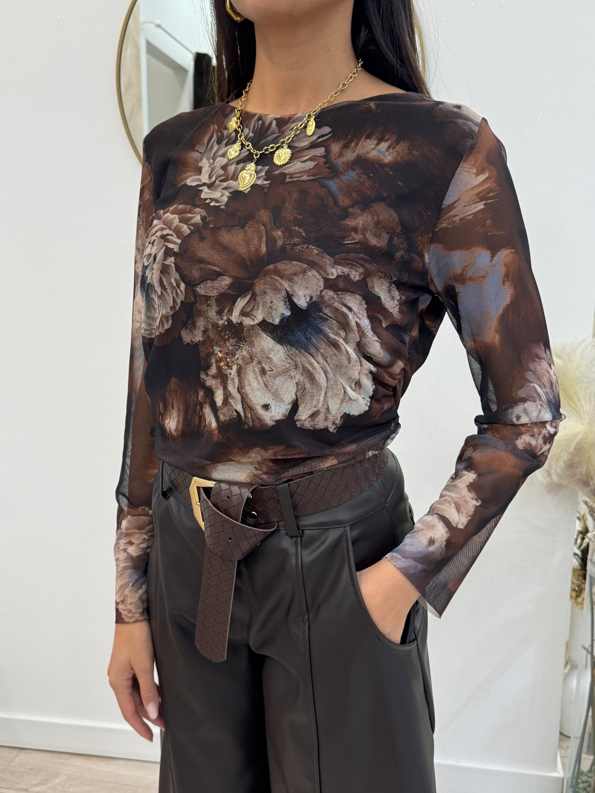 Maglia tulle fiori