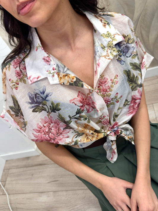 Camicia kimono fiore grande