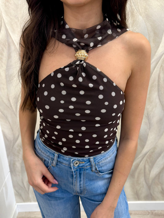 Top tulle pois
