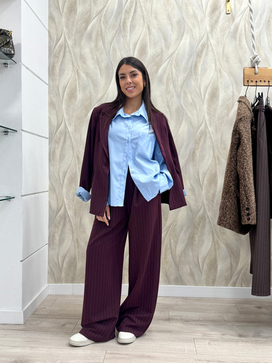 Pantalone largo gessato