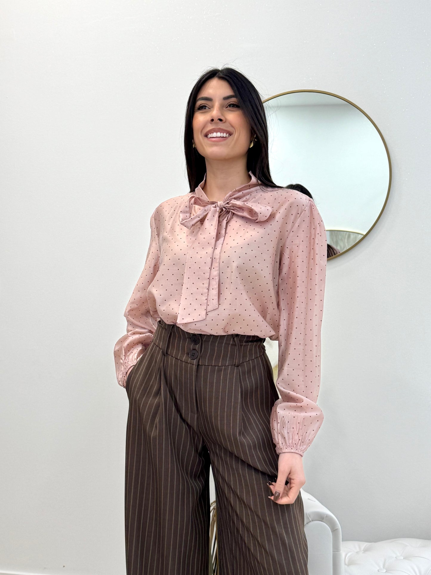 Camicia pois fiocco collo