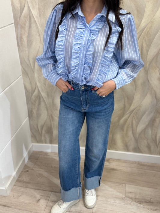 Jeans risvolto alto sfrangiato