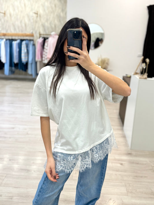 T-shirt pizzo fondo
