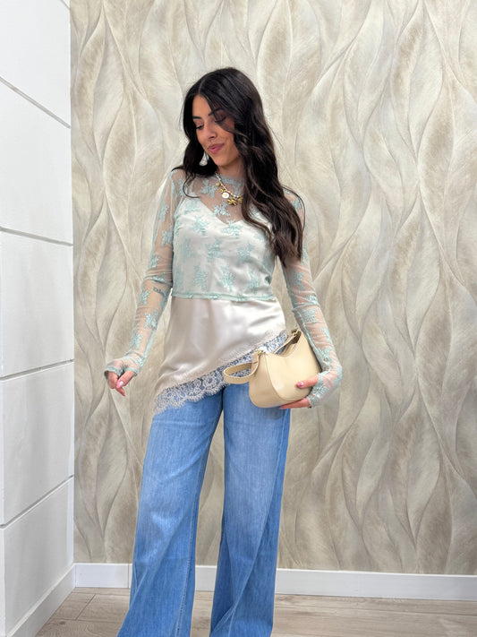 Maglia corta in pizzo