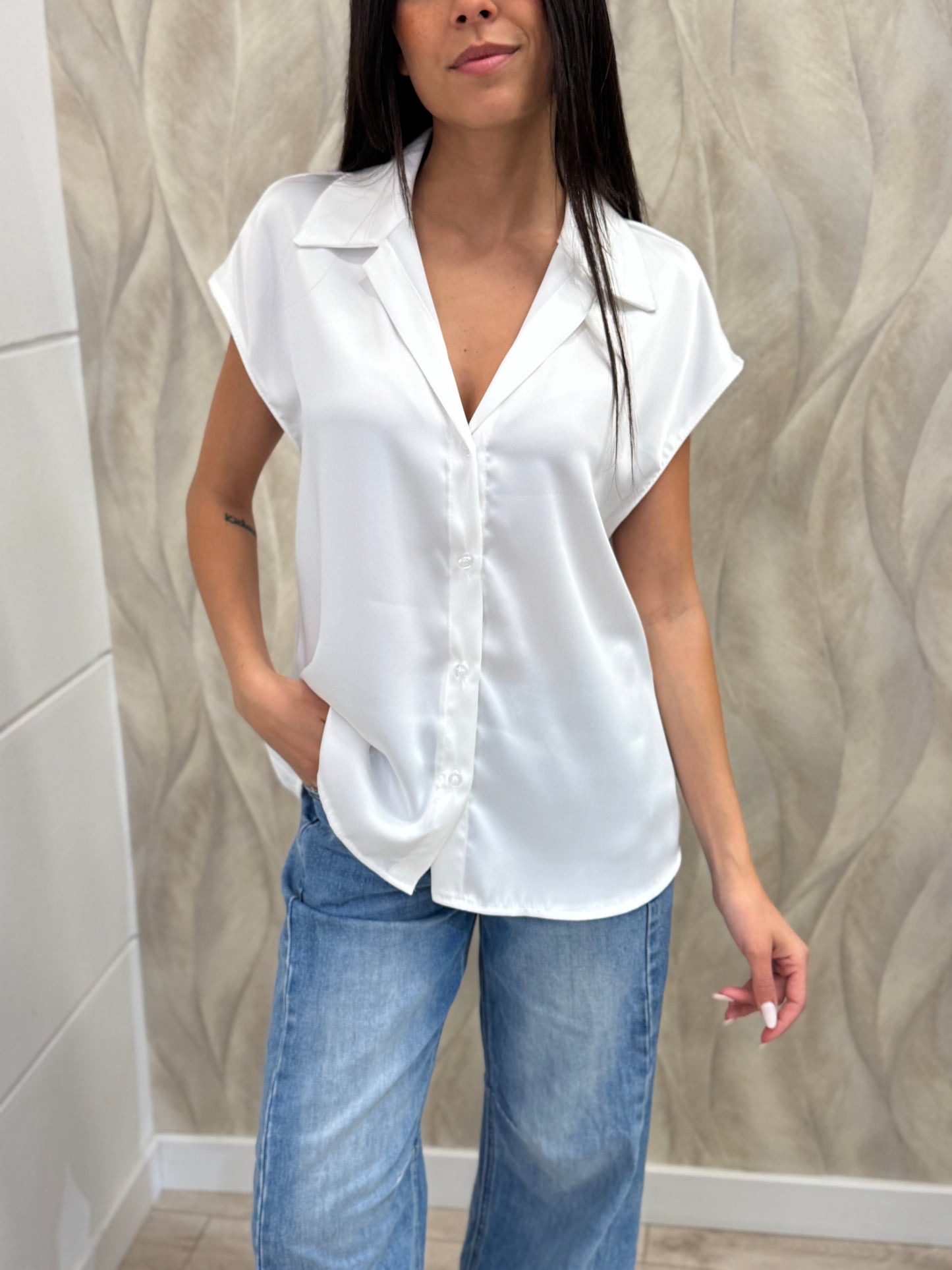 Camicia kimono raso