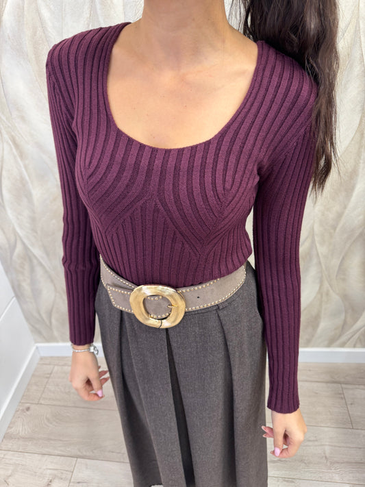 Maglia scollata costa larga