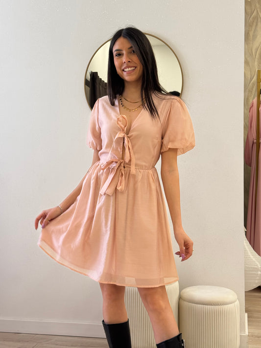 Abito tencel con fiocchetti