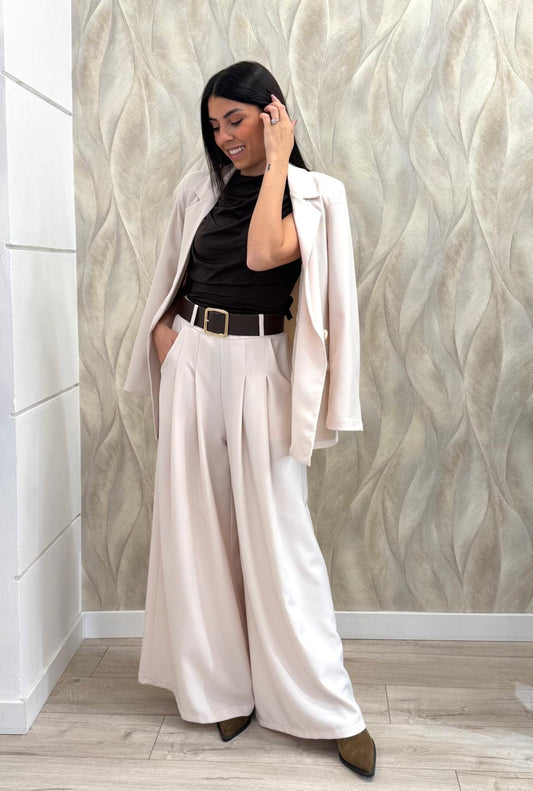 Pantalone largo pieghe